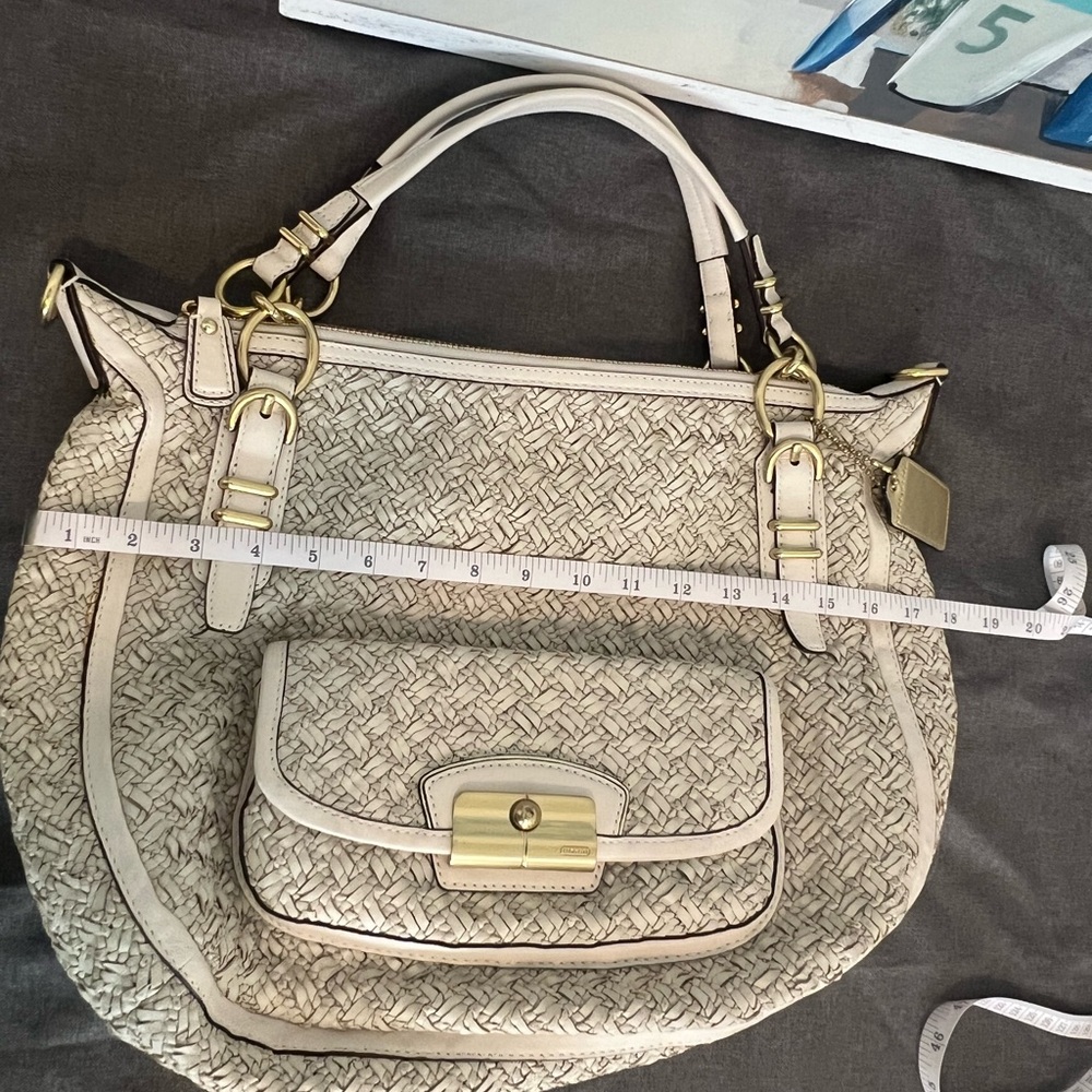 Coach Cream Woven Handbag - Picture 15 of 16
